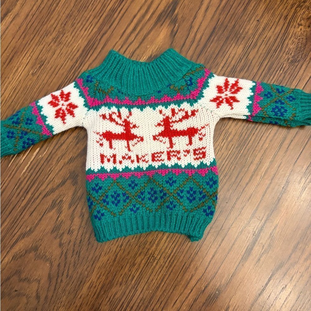 Maker’s Mark Bottle Christmas Festive Knit Sweater with Reindeer Pattern